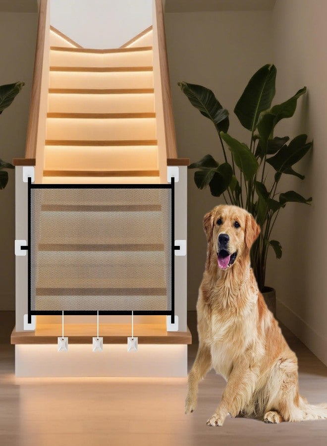 ELOEGO Dog Gate for Stairs & Doorways, Pet Gates for The House, Dogs Screen Mesh Gate for Pets, 43” W x 28" H - Image 1